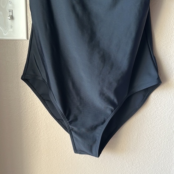 Eyelet Off-Shoulder Black One Piece Swimsuit - Picture 4 of 8
